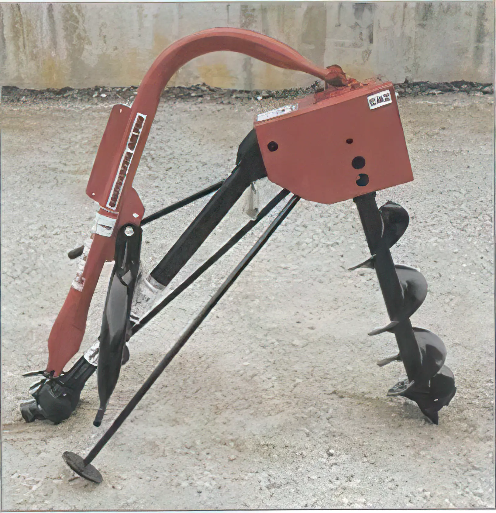 Auger attachment on gravel surface