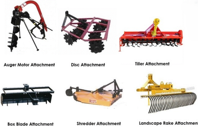 Various agricultural equipment rental attachments