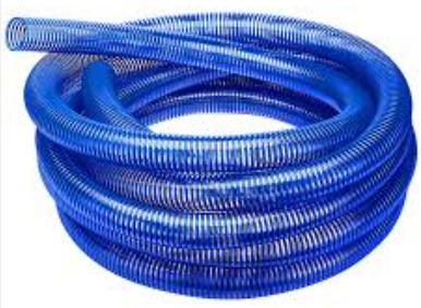 Blue coiled rental equipment hose