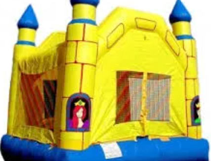 Yellow castle bounce house rental