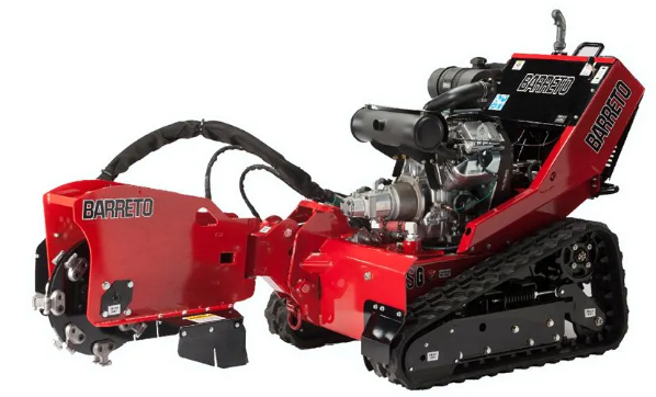 Red tree stump grinder equipment