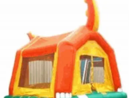 Inflatable dinosaur-themed bounce house