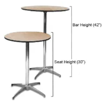 Round bar tables for rent