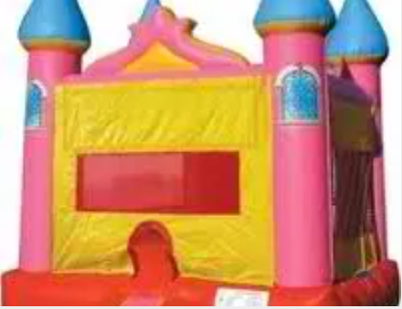 Colorful castle bounce house