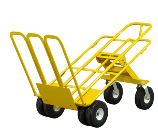 Yellow hand truck on wheels