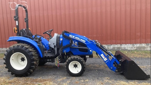 Blue tractor for rent construction