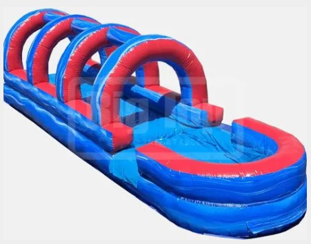 Inflatable blue red slip slide