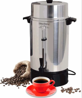 Coffee urn with coffee cup