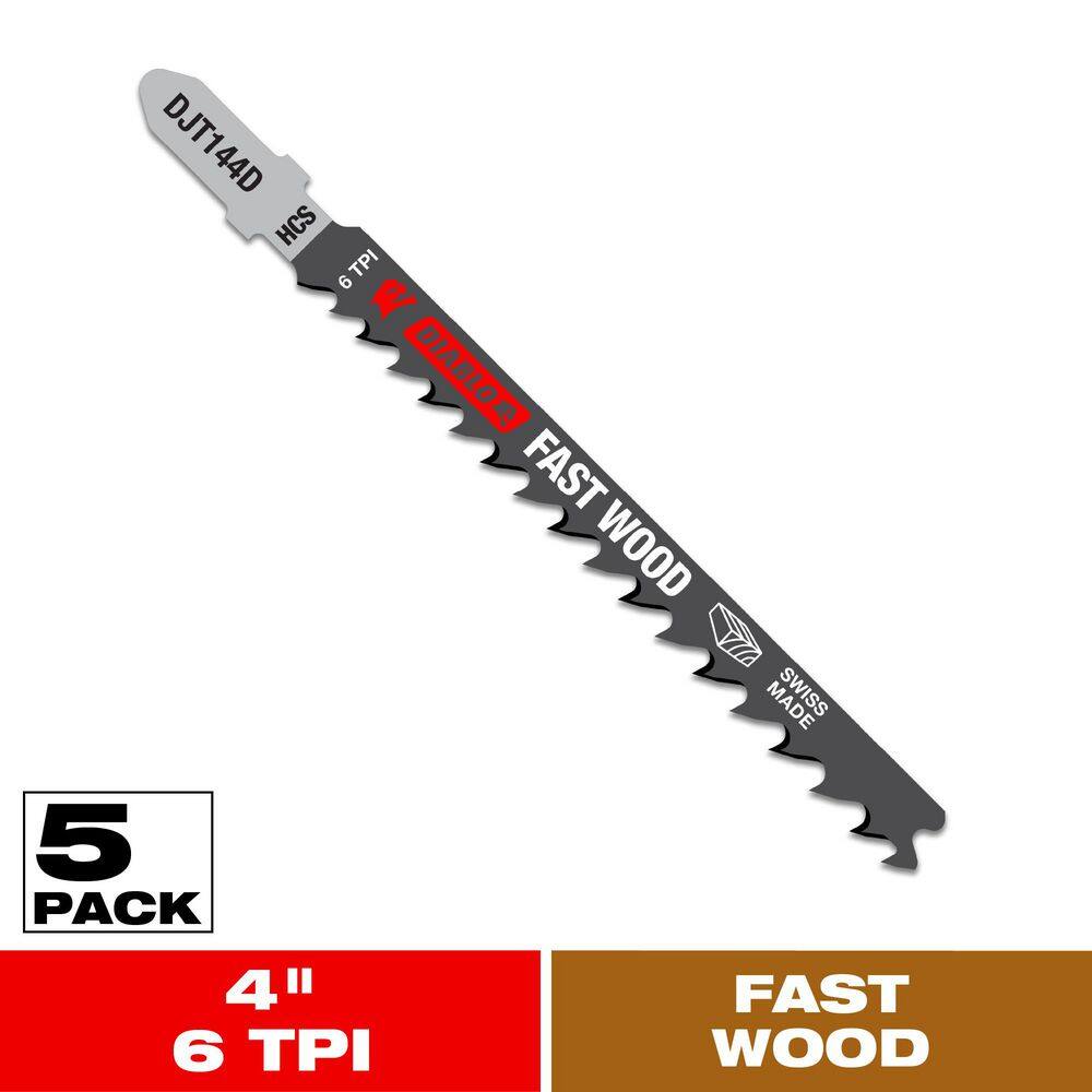 Blade, #DJT144D Jigsaw 4" - 6 TPI, Rough Wood