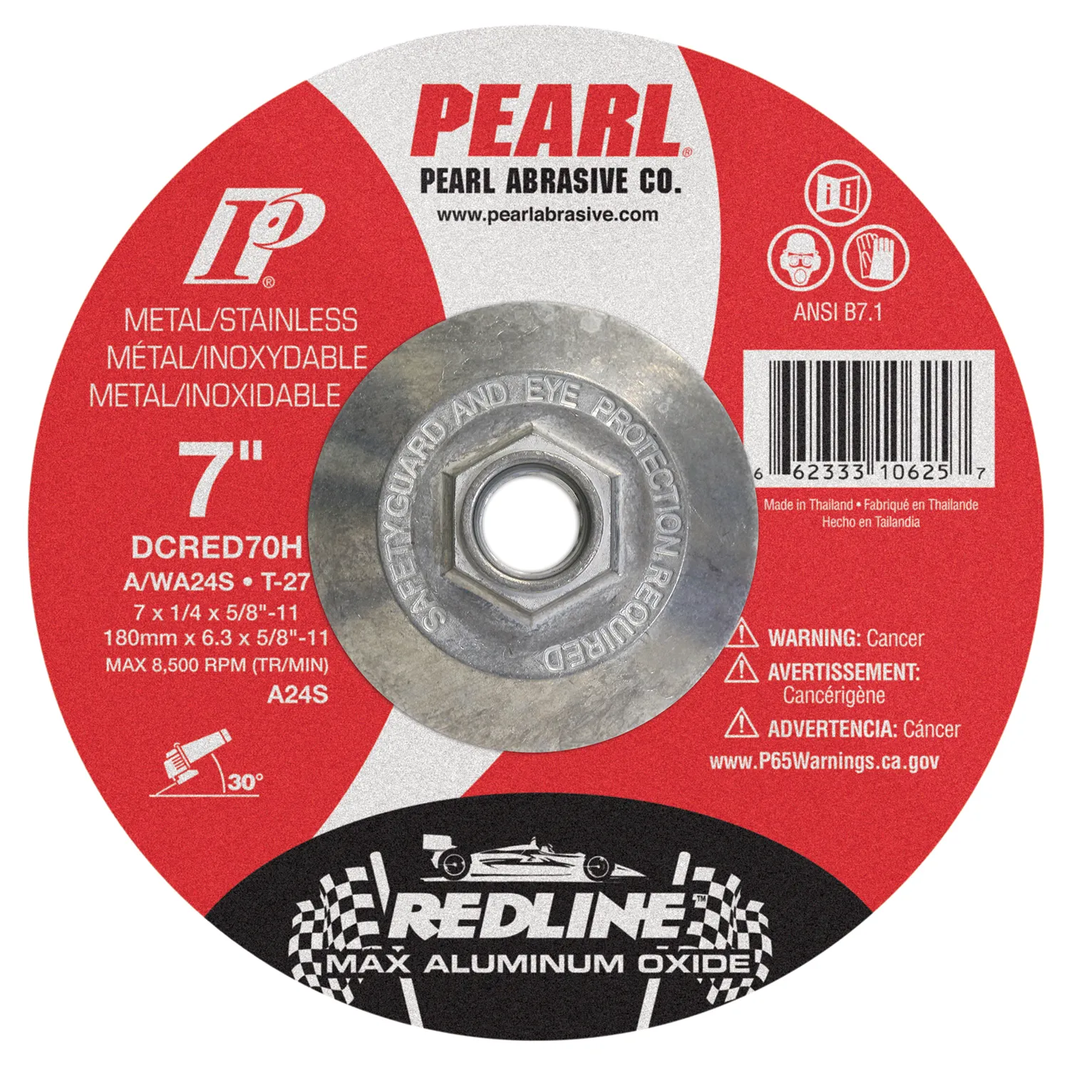 Grinder Wheel, 7 x 1/4" x 5/8-11, General Part# DCRED70H